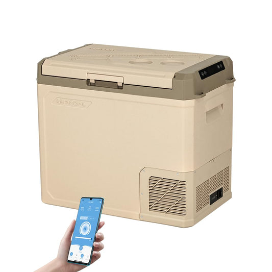 Alpicool GE50 50L Kompressor Auto Kühlbox Tragbar für Auto, LKW, Kompakter Camping Kühlschrank 12/24V DC Kühlbox für Reisen, Lebensmittel & Getränke, -20℃ bis 20℃