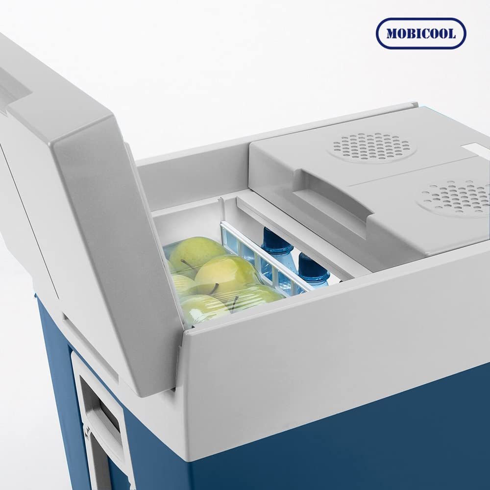 Mobicool MT48W AC/DC - elektrische Kühlbox mit Rollen passend für eine komplette Getränkekiste/Bierkiste, 48 Liter, 12 V und 230 V für Auto, Lkw, Boot, Reisemobil und Steckdose