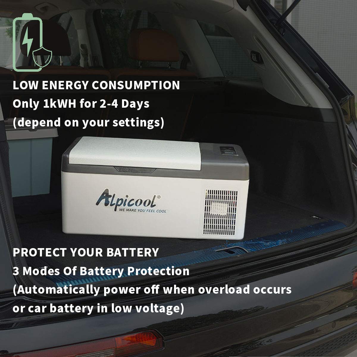 Alpicool C15 15L Kompressor Kühlbox 12v Mini Kühlschrank Elektrische Camping-Gefrierbox Klein Tragbare für Auto, Lkw, Boot, RV mit USB Anschluss,-20℃-20℃