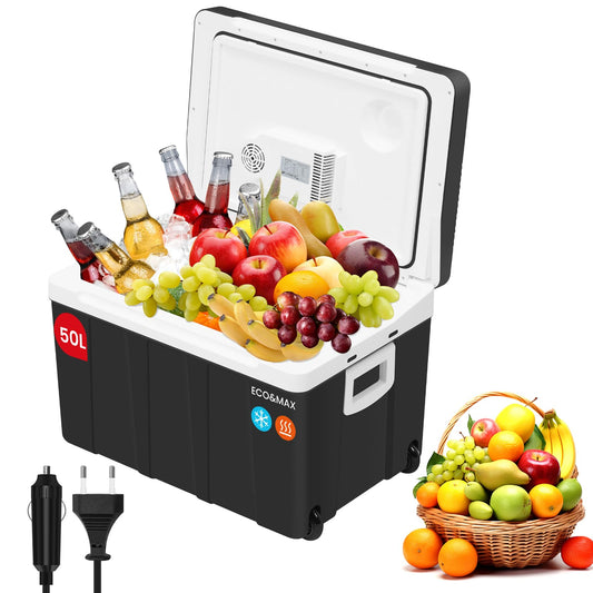 WOLTU Kühlbox Auto 50L Elektrisch 12v 230v, Zum Kühlen und Warmhalten, Camping Kühlbox Auto und Steckdose, Thermobox Kühlschrank Groß für Strand, Beach, Picknick, Summer Saver, Schwarz