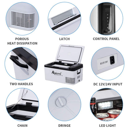 Alpicool K18 18L Kompressor Kühlbox Klein Elektrische Mini Kühlschrank Gefrierbox 12v mit USB Anschluss für Auto, Lkw, Boot, RV und Steckdose, -20℃-20℃