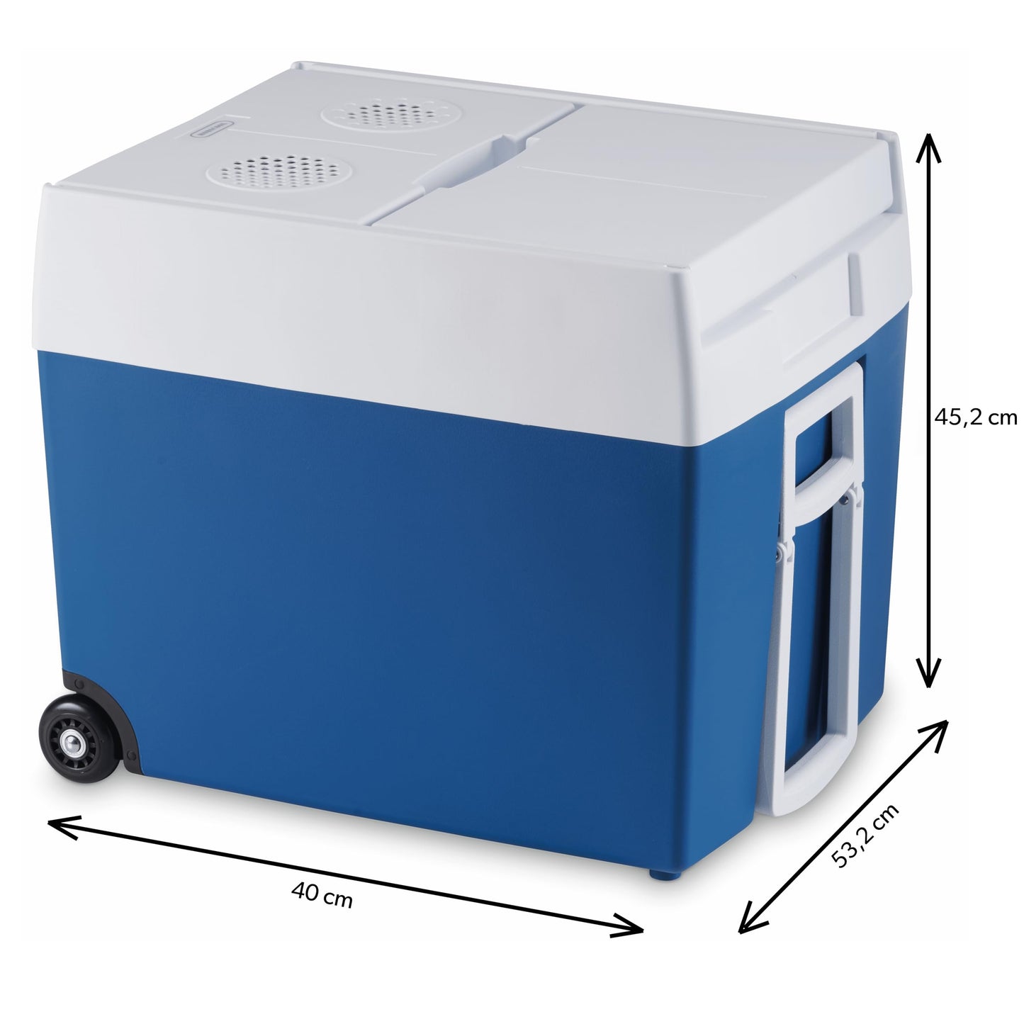 Mobicool MT48W AC/DC - elektrische Kühlbox mit Rollen passend für eine komplette Getränkekiste/Bierkiste, 48 Liter, 12 V und 230 V für Auto, Lkw, Boot, Reisemobil und Steckdose